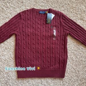 NEW Polo Ralph Lauren Women’s Cotton Cable Knit Crew Neck Sweater Multi Size M